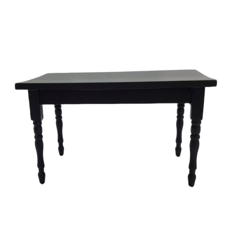 Dolls House Plain Black Table Miniature Wood 1 12 Kitchen Dining Room Furniture